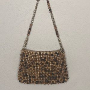 Wood beaded purse